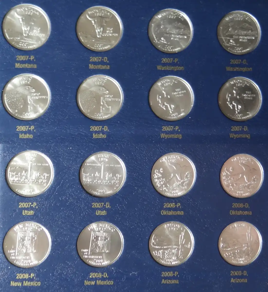 Completed:--1999-2009-P-&-D-US-Statehood-Quarters-Album